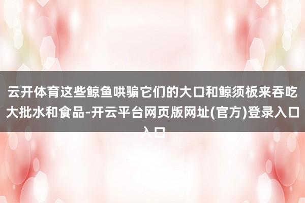 云开体育这些鲸鱼哄骗它们的大口和鲸须板来吞吃大批水和食品-开云平台网页版网址(官方)登录入口