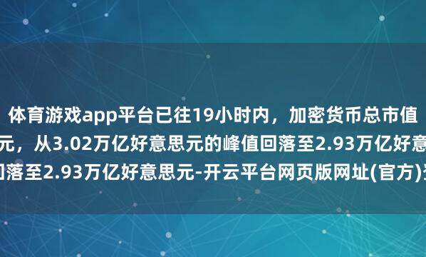 体育游戏app平台已往19小时内，加密货币总市值缩水近1000亿好意思元，从3.02万亿好意思元的峰值回落至2.93万亿好意思元-开云平台网页版网址(官方)登录入口